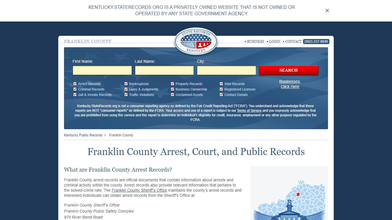 Franklin County Arrest, Court, and Public Records